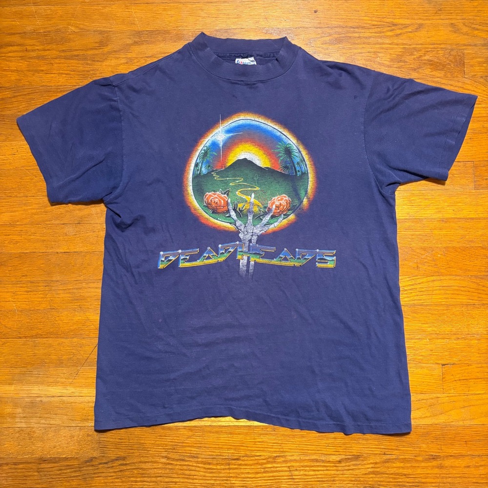 Vintage 80s Grateful Dead Deadheads Hanes Beefy-T Navy Blue T-Shirt Large